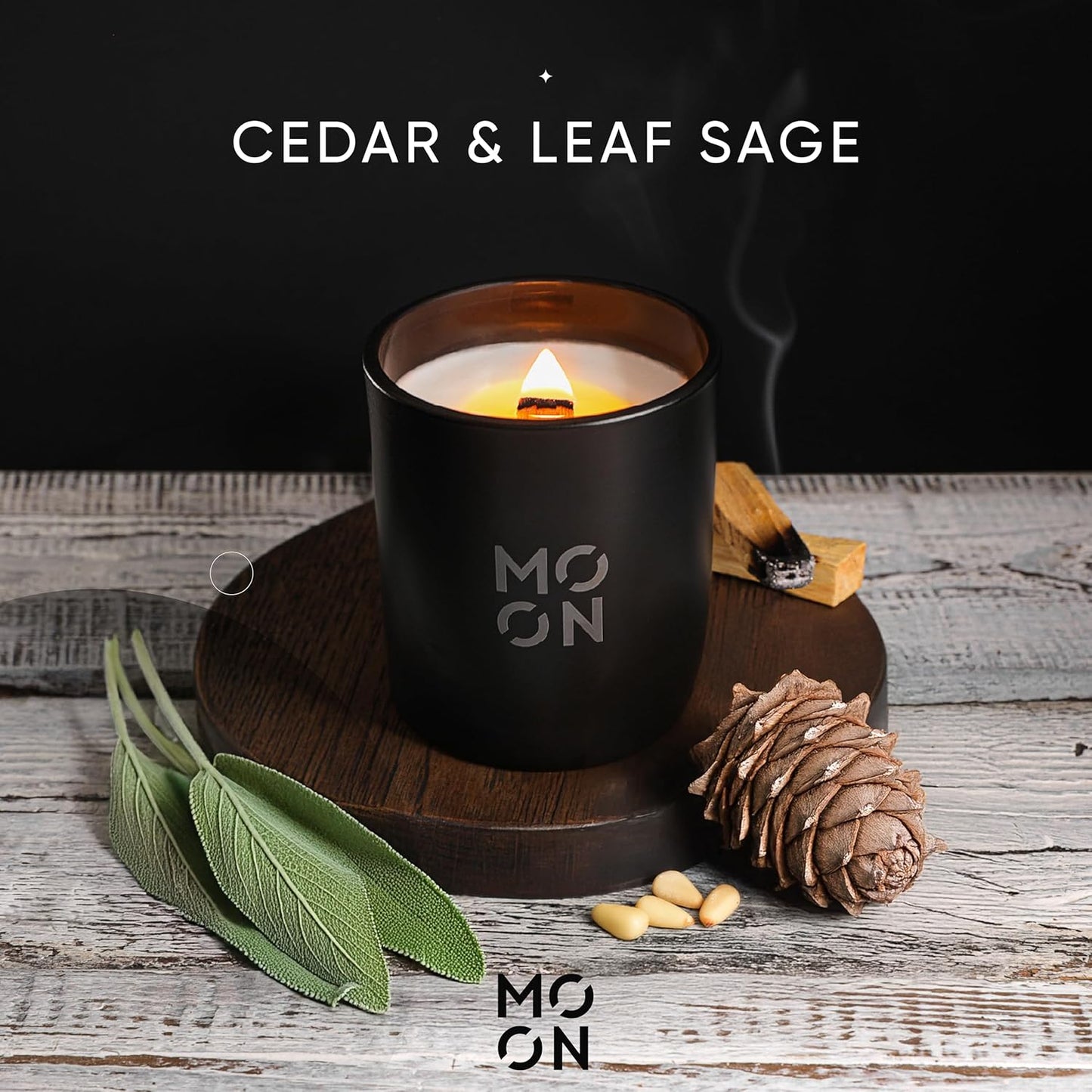Scented Candles for Men & Women by | Wood Wick Candles | Soy Wax Candles Non Toxic | Cedar Candle | Scented Candles | Cedar & Leaf Sage Mens Candle |