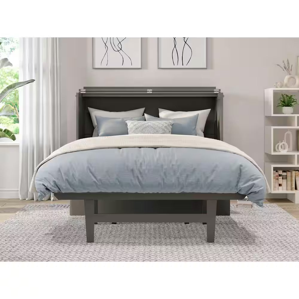 Northampton Gray Murphy Bed Desk with Full Mattress