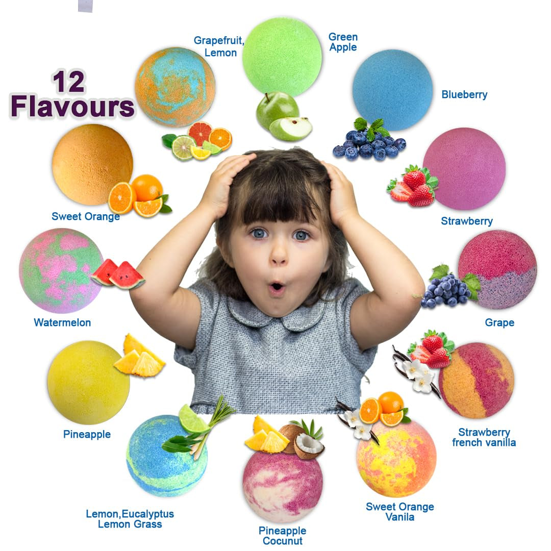Bath Bombs for Kids with Surprise Inside, 12 Organic Bubble Bath Fizzies with Jungle Animal Toys. Moisturizing, Gentle & Kids Safe, Rainbow Spa Bath Fizz, Easter Basket Essentials for Boys, Girls