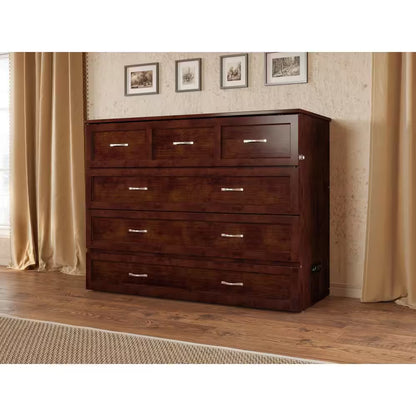 Deerfield Murphy Bed Chest Full Walnut with Charger