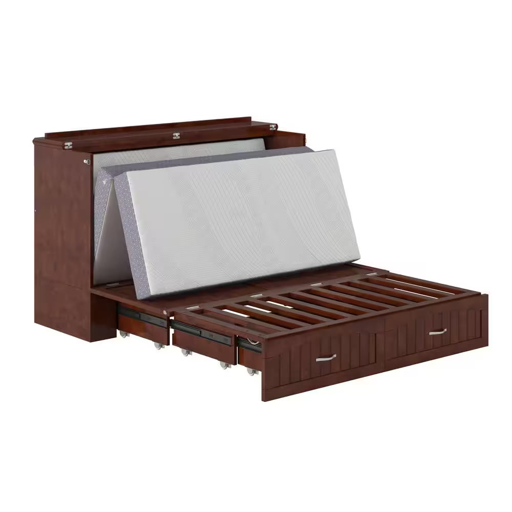 Southampton Murphy Bed Chest Queen Walnut with Charging Station